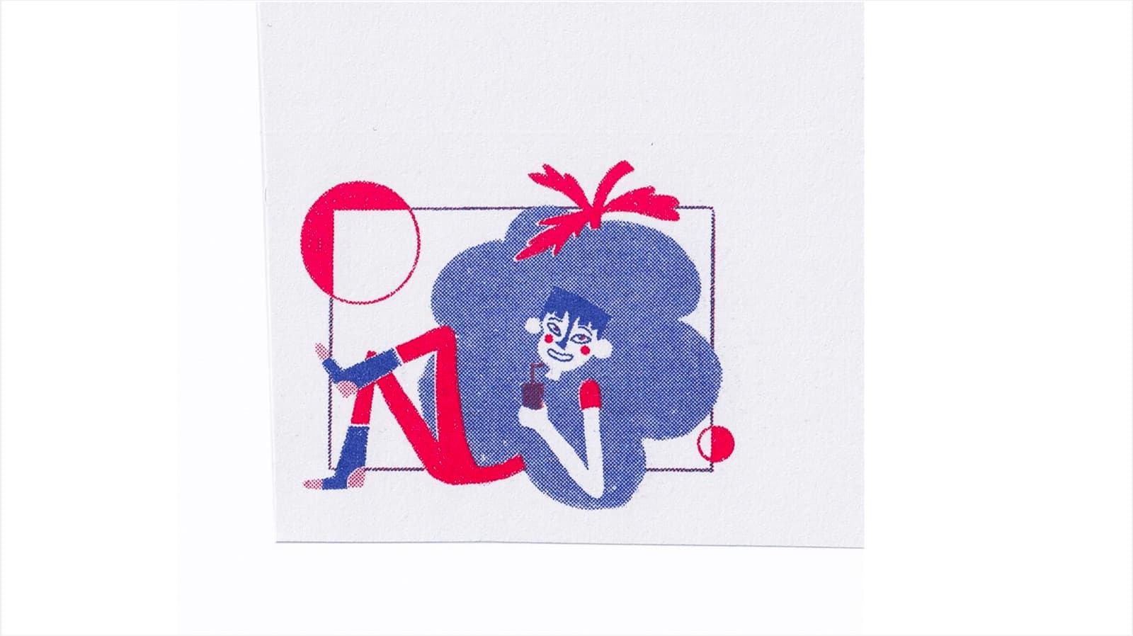 Character illustration, riso print